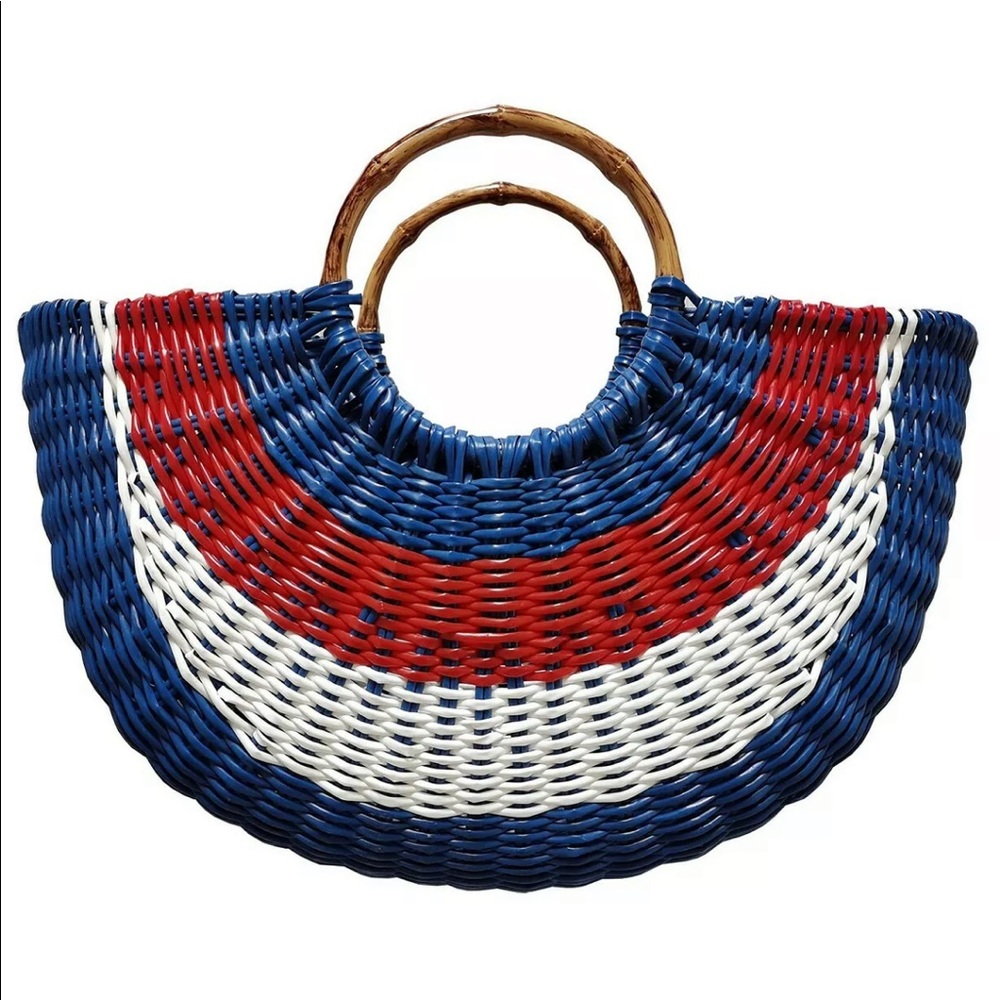 INC INTERNATIONAL CONCEPTS STRAW FAN TOTE BAG